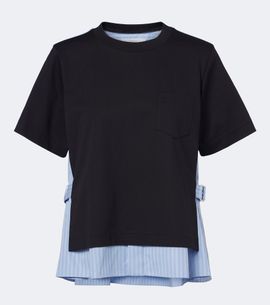 Sacai Sacai Layered cotton jersey and poplin top