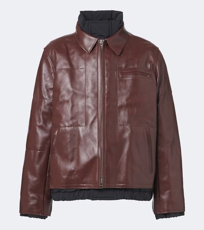 Sacai Sacai Layered leather down jacket