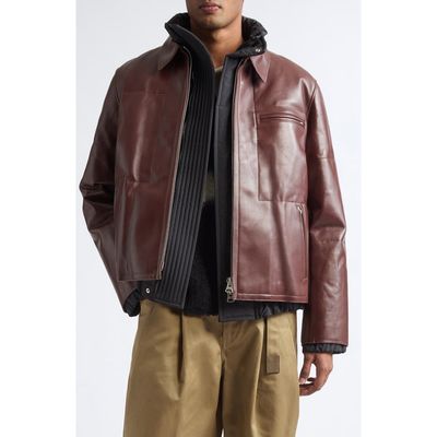 Sacai Sacai Layered Leather Puffer Jacket