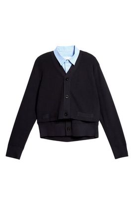 Sacai Sacai Layered Poplin & Knit Cardigan