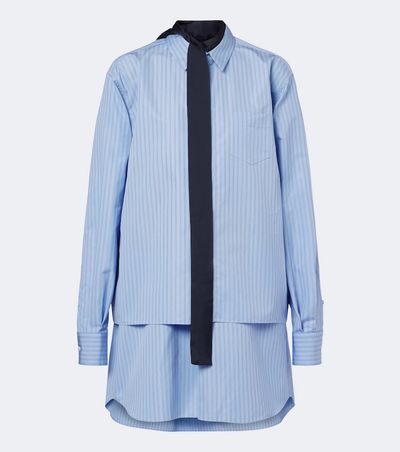 Sacai Sacai Layered striped cotton-blend poplin shirt