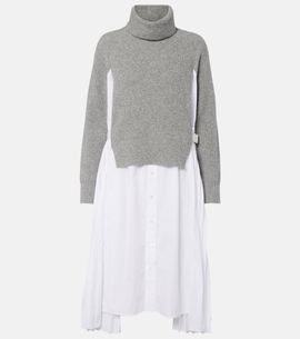 Sacai Sacai Layered turtleneck midi dress