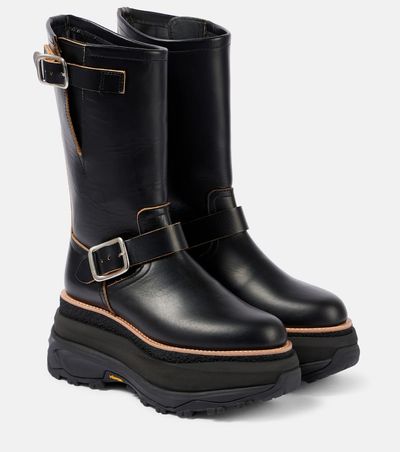 Sacai Sacai Leather platform biker boots