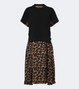 Sacai Sacai Leopard-print cotton jersey midi dress