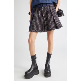 Sacai Sacai Mixed Media Denim & Tweed Shorts