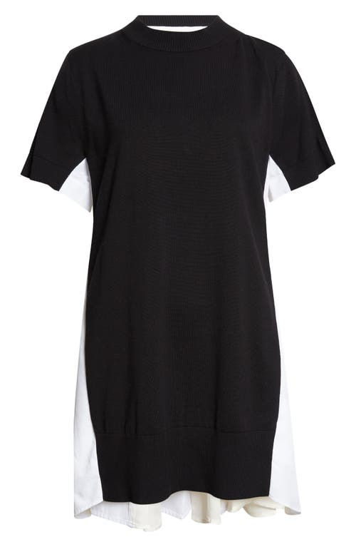 Sacai Sacai Mixed Media Knit & Poplin Minidress