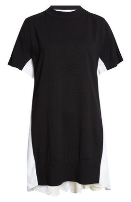 Sacai Sacai Mixed Media Knit & Poplin Minidress