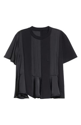 Sacai Sacai Mixed Media Satin & Jersey T-Shirt