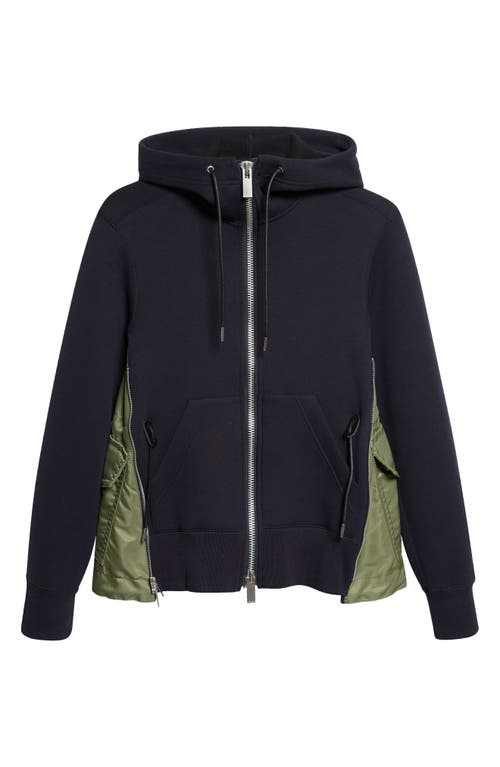 Sacai Sacai Mixed Media Scuba Knit & Nylon Twill Hoodie