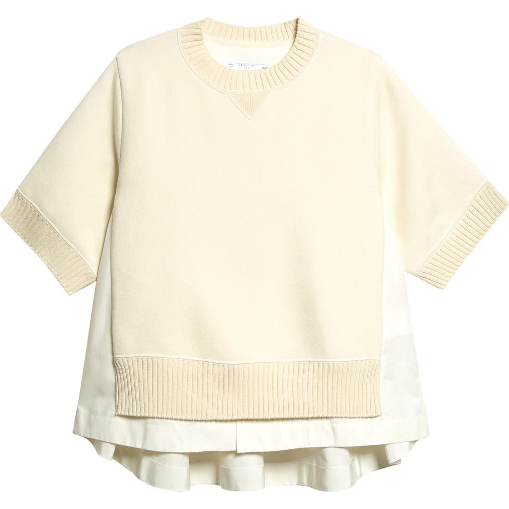 Sacai Sacai Mixed Media Short Sleeve Sweater