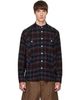 sacai sacai Navy & Brown Plaid Flannel Shirt - 1