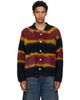 sacai sacai Navy & Burgundy Chusen-Dyed Knit Cardigan - 1