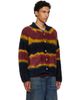 sacai sacai Navy & Burgundy Chusen-Dyed Knit Cardigan - 2
