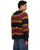 sacai sacai Navy & Burgundy Chusen-Dyed Knit Cardigan - 3