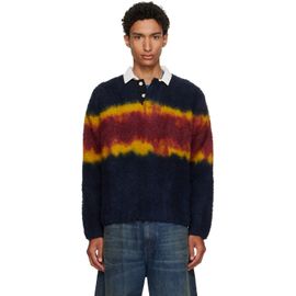sacai sacai Navy & Burgundy Chusen-Dyed Knit Polo