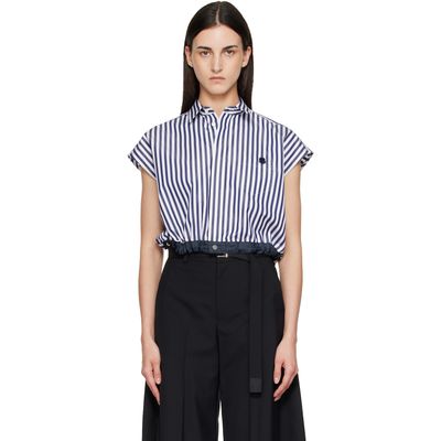 sacai sacai Navy & White Cotton Poplin Shirt
