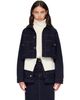 sacai sacai Navy & White Wool Knit x Denim Jacket - 1