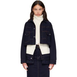 sacai sacai Navy & White Wool Knit x Denim Jacket