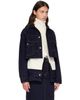sacai sacai Navy & White Wool Knit x Denim Jacket - 2