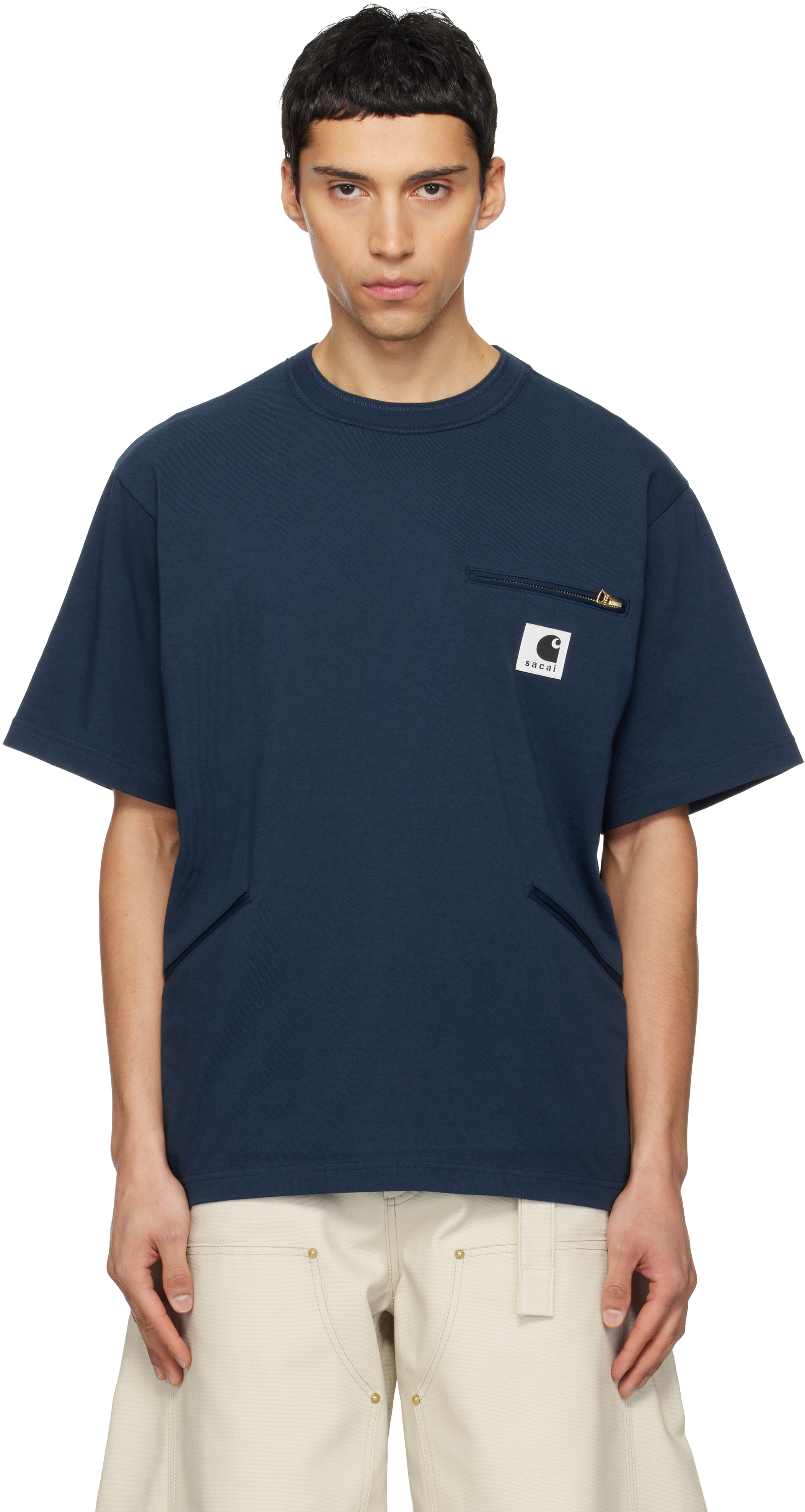 sacai - Navy Carhartt WIP Edition Cotton Jersey T-shirt