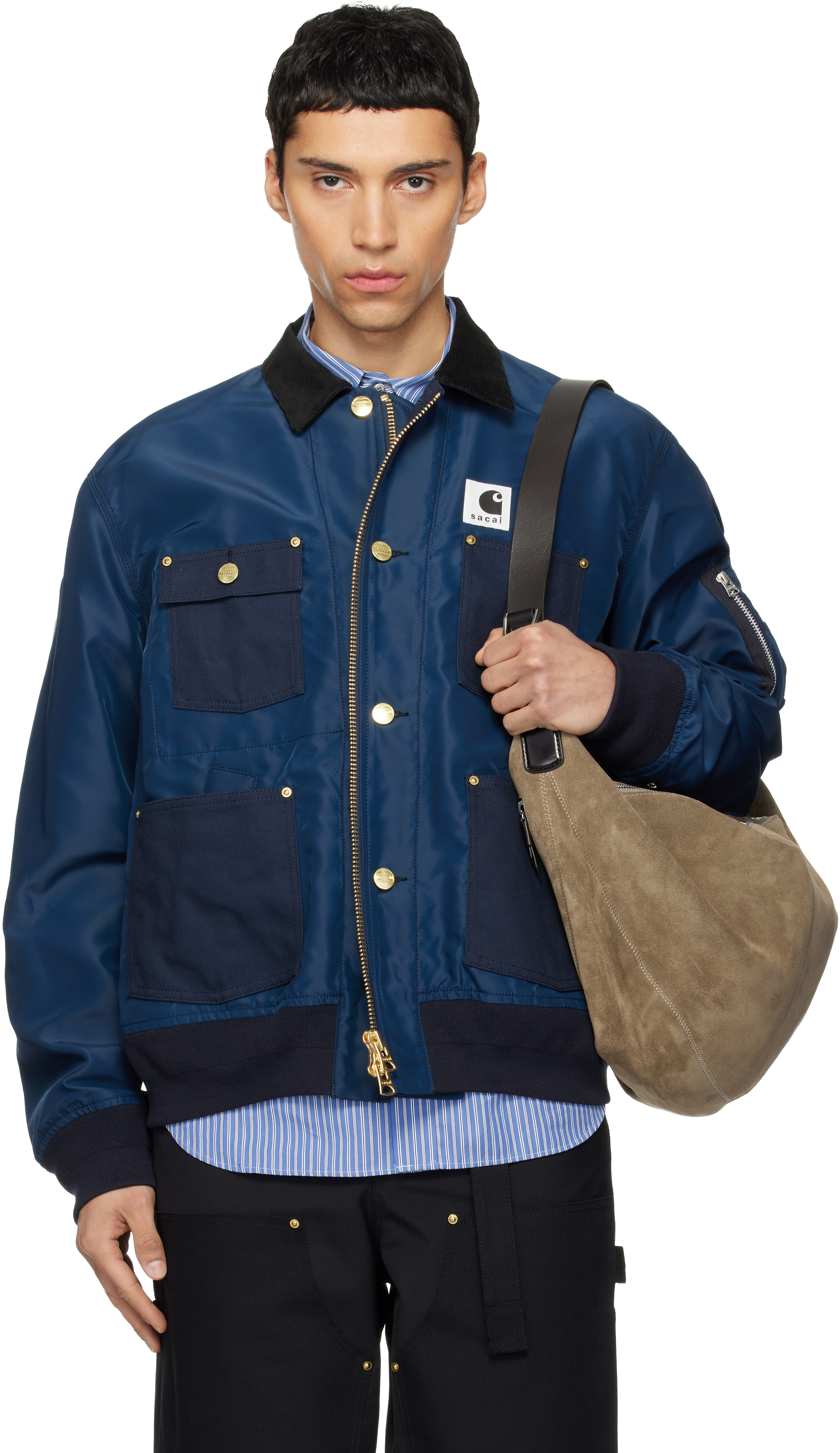 sacai - Navy Carhartt WIP Edition Nylon Twill & Duck Jacket