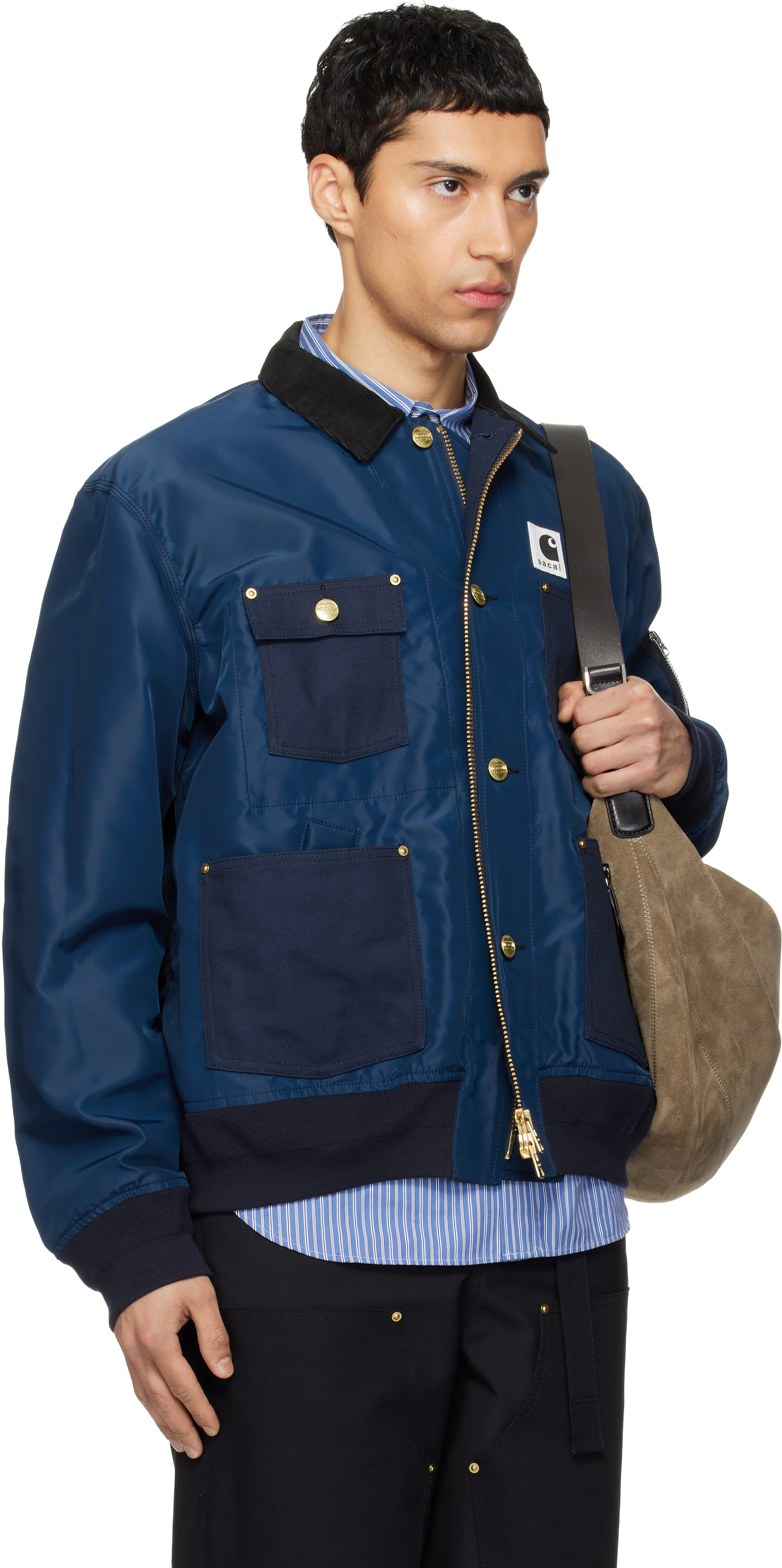 sacai - Navy Carhartt WIP Edition Nylon Twill & Duck Jacket