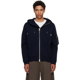 sacai sacai Navy Cotton Cashmere Knit Hoodie