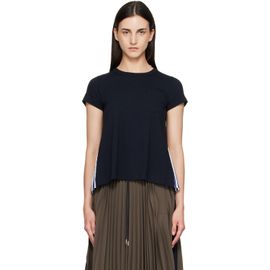 sacai sacai Navy Cotton Poplin x Cotton Jersey T-shirt