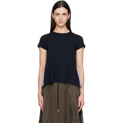 sacai sacai Navy Cotton Poplin x Cotton Jersey T-shirt