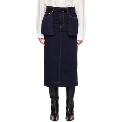sacai sacai Navy Denim Midi Skirt