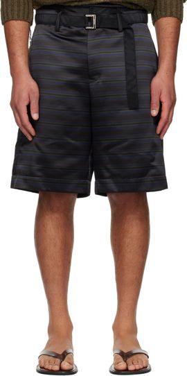 sacai sacai Navy Horizontal Stripe Shorts