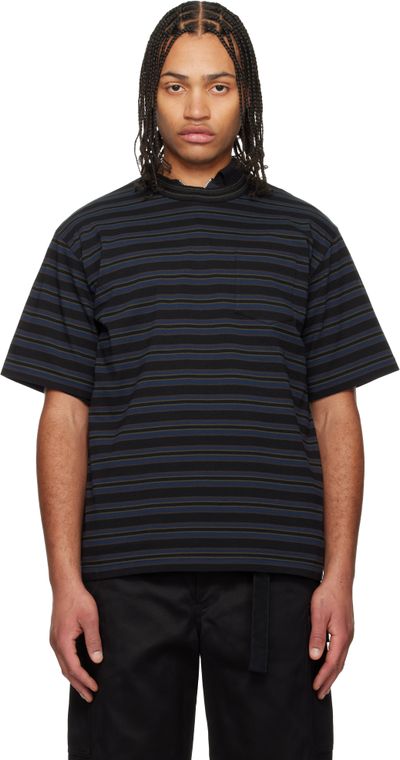sacai sacai Navy Horizontal Stripe T-Shirt