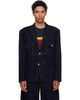 sacai sacai Navy Notched Lapel Denim Blazer - 1