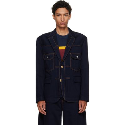 sacai sacai Navy Notched Lapel Denim Blazer
