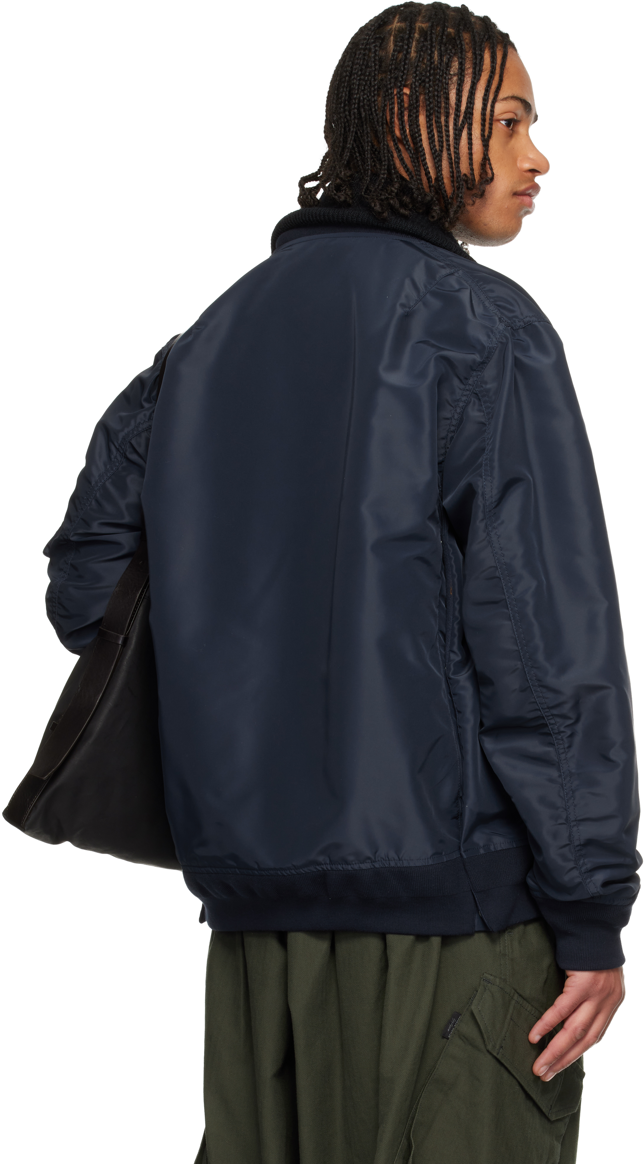 sacai - Navy Nylon Twill Blouson Bomber Jacket sacai - Navy Nylon Twill Blouson Bomber Jacket