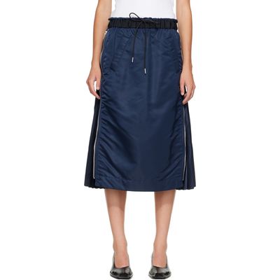 sacai sacai Navy Nylon Twill Midi Skirt
