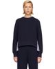 sacai sacai Navy Sponge Sweat & Cotton Poplin Sweatshirt - 1