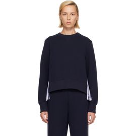 sacai sacai Navy Sponge Sweat & Cotton Poplin Sweatshirt