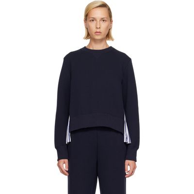 sacai sacai Navy Sponge Sweat & Cotton Poplin Sweatshirt