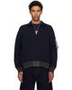 sacai sacai Navy Sponge Sweat Polo - 1