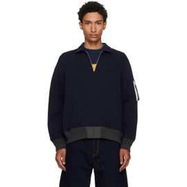 sacai sacai Navy Sponge Sweat Polo