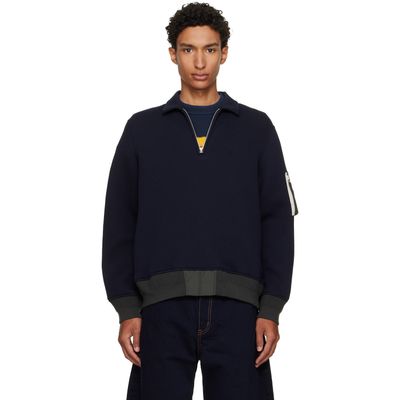 sacai sacai Navy Sponge Sweat Polo