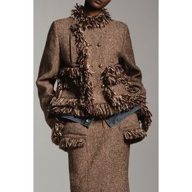 Sacai Sacai Nep Tweed & Denim Fringe Jacket