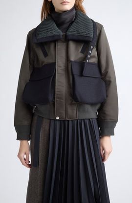 Sacai Sacai Nylon & Wool Melton Jacket