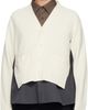 sacai sacai Off-White & Gray Stripe Doeskin & Wool Knit Cardigan - 1