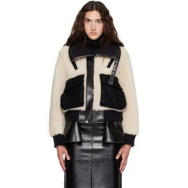 sacai sacai Off-White Wool Faux Shearling Blouson Jacket