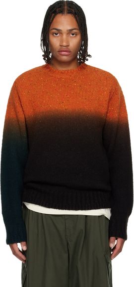 sacai sacai Orange & Brown Garment Dye Wool Knit Sweater