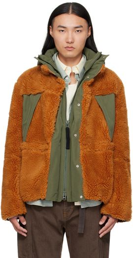 sacai sacai Orange & Khaki Fleece & Grosgrain Jacket