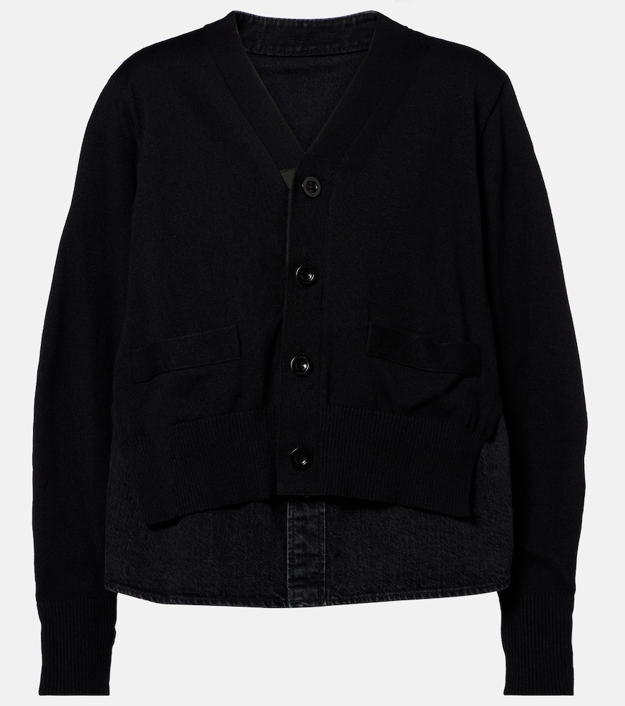 Sacai - Knitted cotton and cashmere-blend top