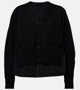 Sacai Sacai Paneled cotton-blend cardigan